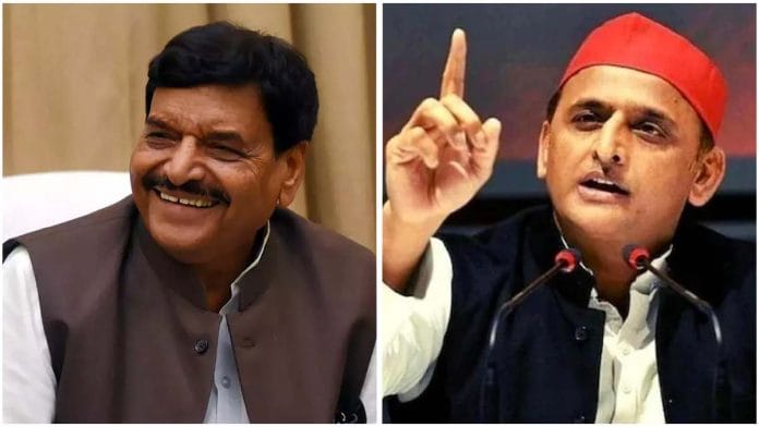 Akhilesh Yadav (right) and Shivpal Yadav | Photo: ThePrint