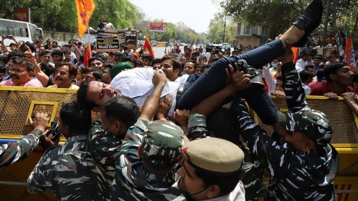 The protest outside CM Arvind Kejriwal's residence Wednesday | ANI