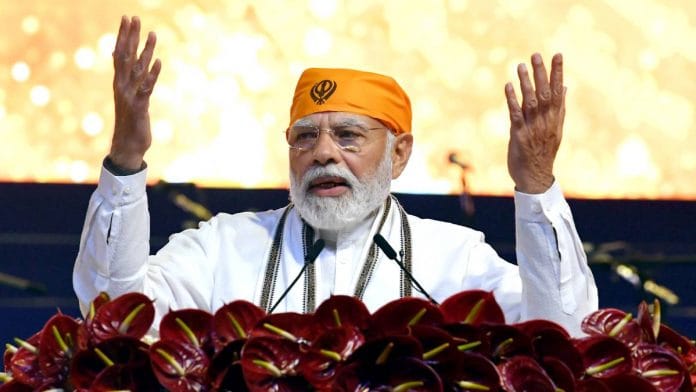 PM Modi at the celebration of Guru Teg Bahadur's 400th birth anniversary. | ANI