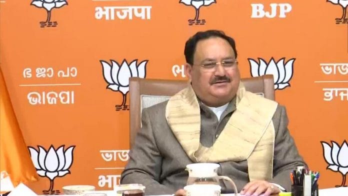 File photo of BJP president J.P. Nadda | Photo: Twitter/ANI