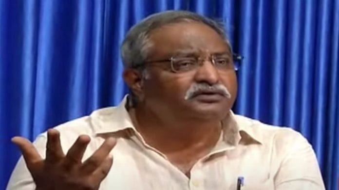 Former Andhra Pradesh intelligence chief A.B. Venkateswara Rao at his 21 March press conference | Screengrab from YouTube