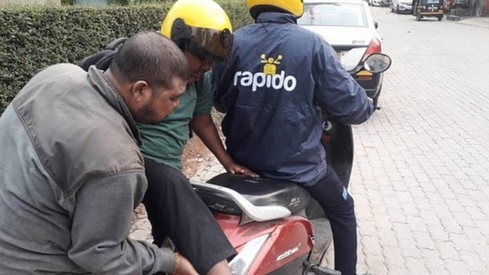 Representational image of a Rapido bike cab | Photo: Facebook/Rapido
