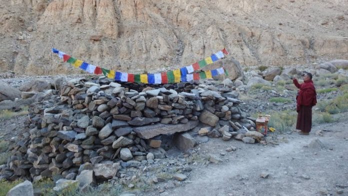 A Buddhist monk consecrates a former shandong site | By special arrangement