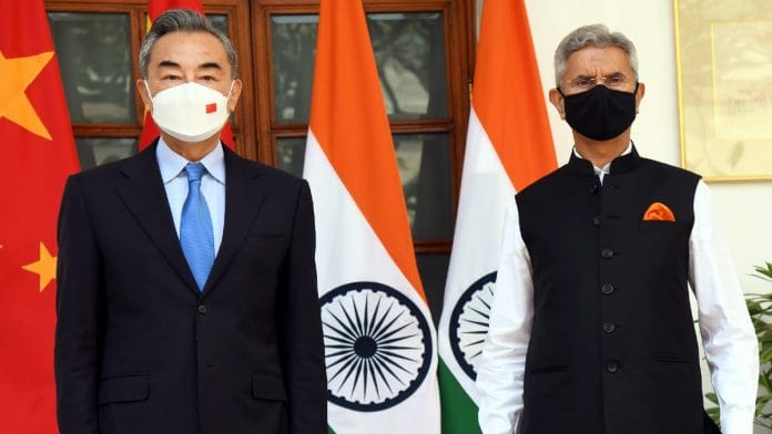 File photo of External Affairs Minister S Jaishankar meeting Chinese Foreign Minister Wang Yi at Hyderabad House in New Delhi last month | ANI