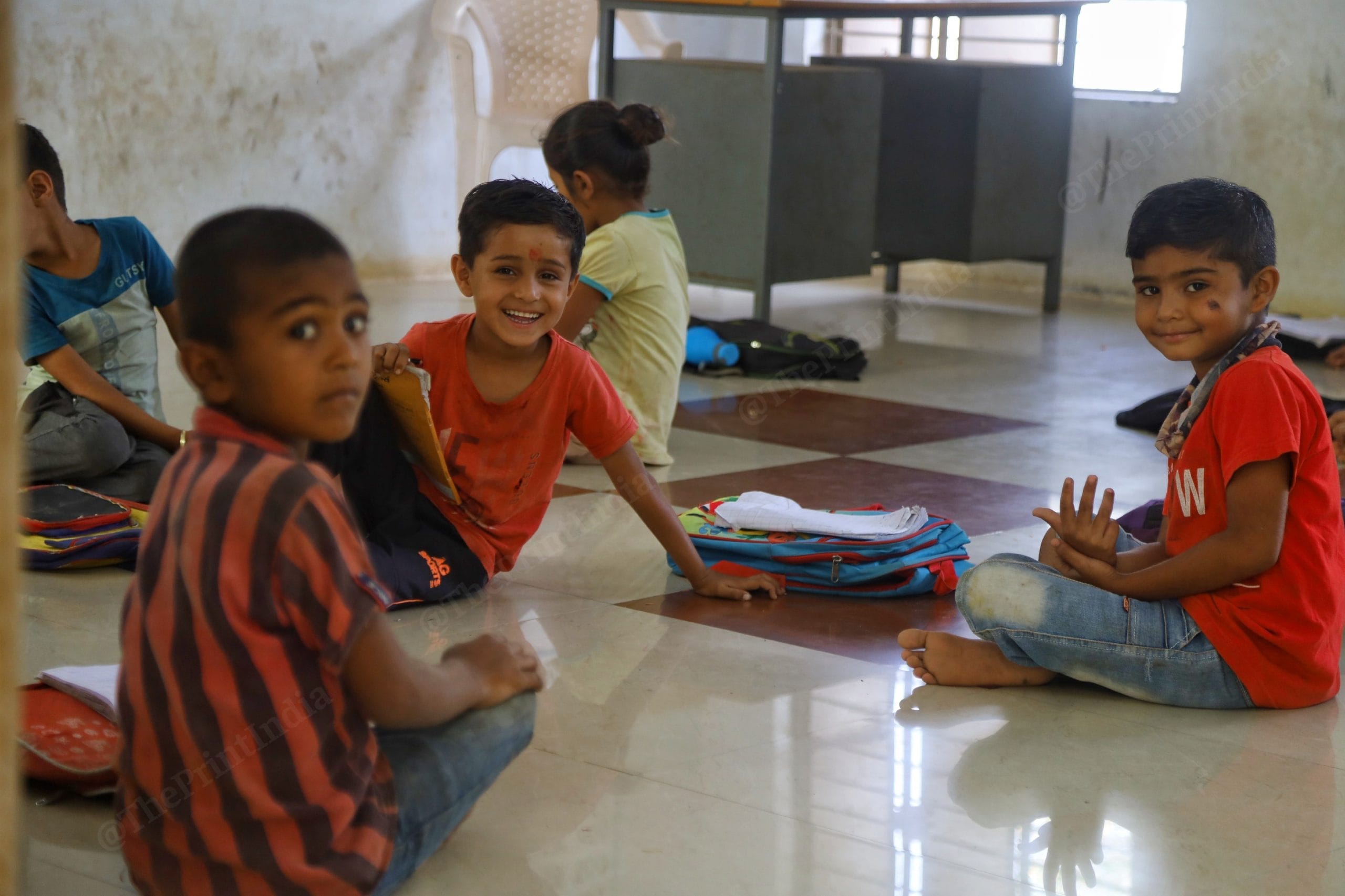 Students at a primary school in Angiya Nana in Kachchh district | Photo: Manisha Mondal | ThePrint