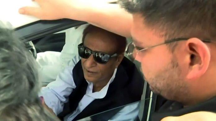 Samajwadi Party leader Azam Khan meets his supporters after being released from Sitapur district jail, Friday | ANI