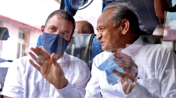 Congress leader Rahul Gandhi and Rajasthan CM Ashok Gehlot on their way to Chintan Shivir in Udaipur on 13 May 2022 | ANI Photo