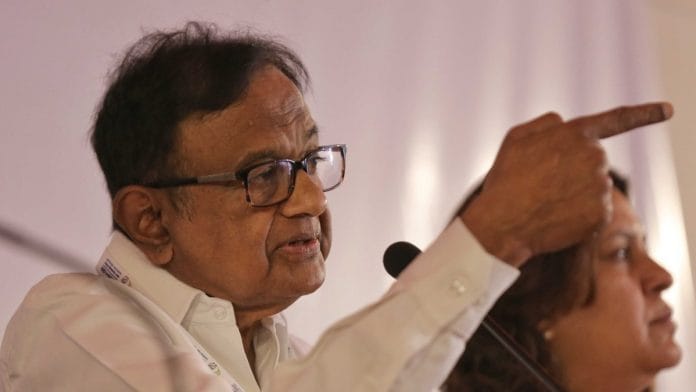 Congress leader P. Chidambaram addresses a press conference at the 'Chintan Shivir' in Udaipur | Photo: Suraj Singh Bisht | ThePrint
