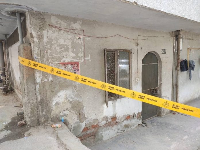 Outside the home of the Srivastavas, the site of the triple suicide, Vasant Vihar, Delhi, 22 May, 2022 | Sukriti Vats |