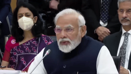 Prime Minister Narendra Modi at the Quad Leaders Summit in Tokyo on 24 May 2022