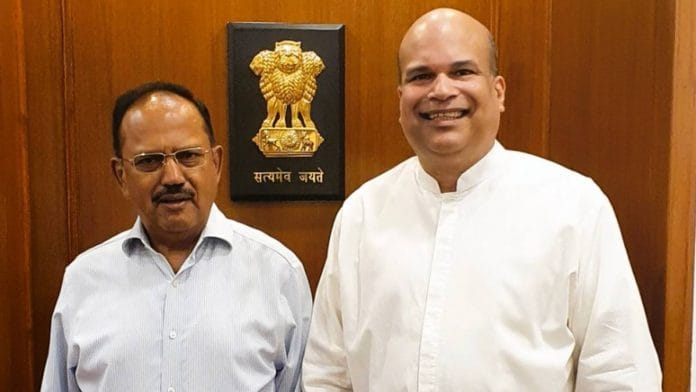 National Security Adviser Ajit Doval with Sri Lanka's High Commissioner Milinda Moragoda | Photo: Sri Lankan High Commission