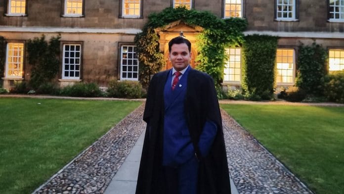Siddhartha Verma, an IRTS officer who is currently on study leave as a Commonwealth scholar at the University of Cambridge | Photo: Twitter/@Sid_IRTS ·