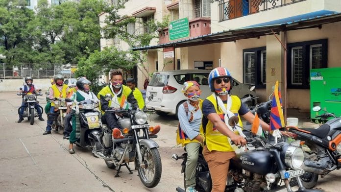 Tibetan activists during the bike rally from Mundgod to Bengaluru | Photo Courtesy: Chonen Dolma