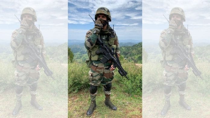 File photo of a defence personnel armed with a SiG 716 rifle near the Line of Control | Photo: Snehesh Alex Philip | ThePrint