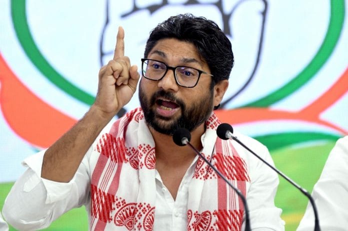 Jignesh Mevani addresses a press conference at the Congress headquarters | Photo: ANI