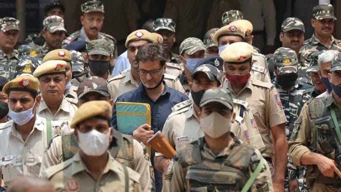 Yasin Malik being produced at the Patiala House court, in New Delhi on 25 May 2022