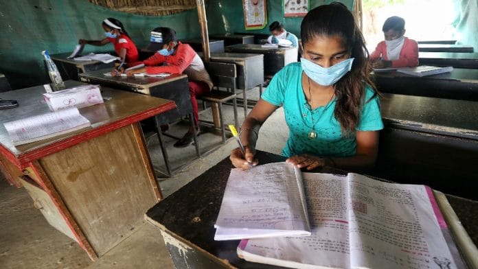 Representational image of a girl studying in an open-air classroom in Delhi | ANI