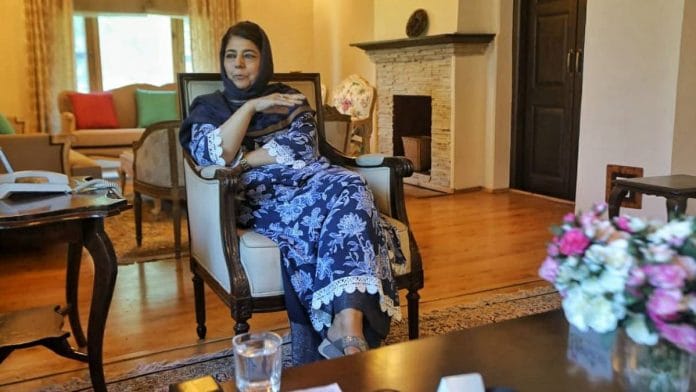 Mehbooba Mufti at her residence in Kashmir | Photo: Praveen Jain | ThePrint