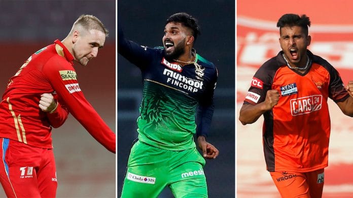 From left: Liam Livingstone of Punjab Kings, Wanindu Hasaranga of Royal Challengers Bangalore and Umran Malik of Sunrisers Hyderabad | ANI
