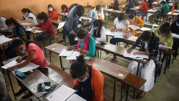 Representational image of applicants appearing in the Allahabad Central University (UGAT) entrance exam in Prayagraj | ANI