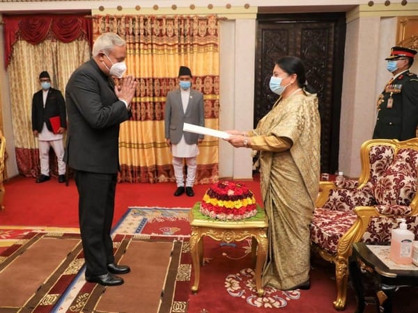 India's new envoy Naveen Srivastava presents credentials to Nepal President