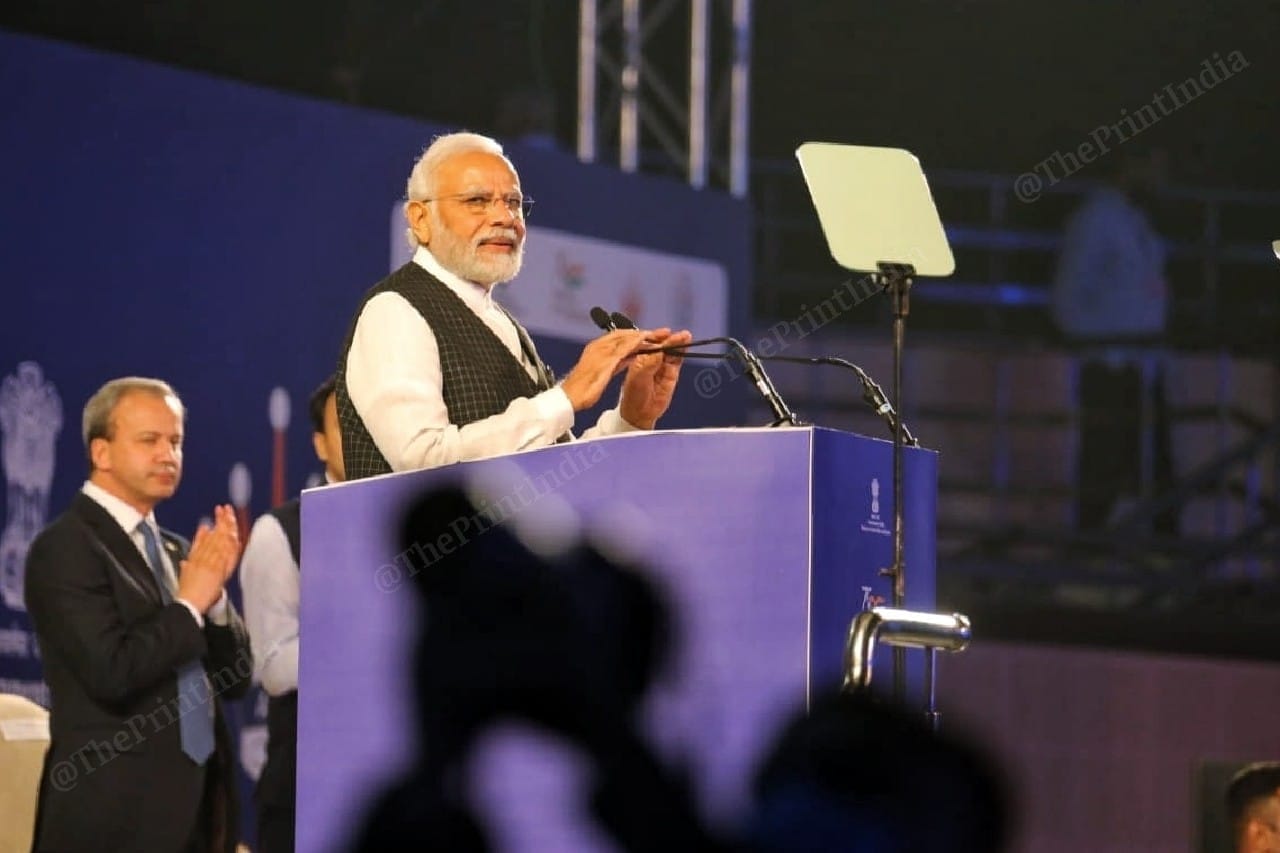 PM Modi addresses the crowd | Photo: Praveen Jain | ThePrint