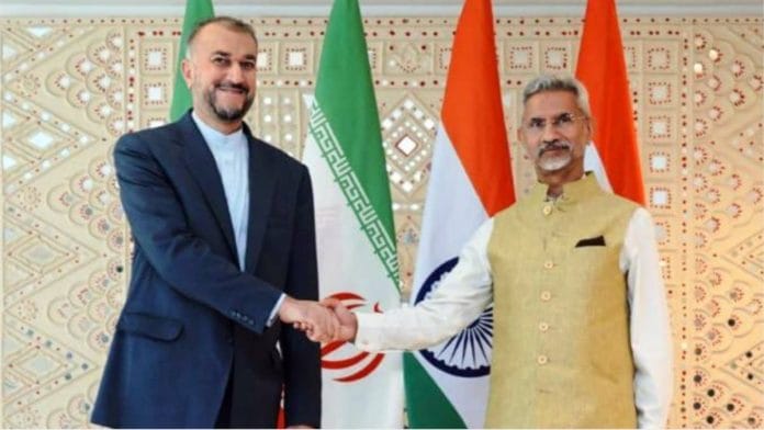 Iranian Foreign Minister Hossein Amir-Abdollahian (left) with External Affairs Minister S Jaishankar | Photo: Twitter/@DrSJaishankar