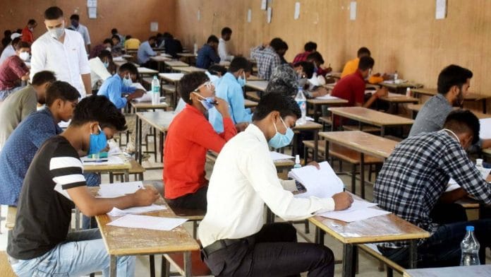 File photo of applicants appearing for National Defence Academy (NDA) and Naval Academy exams in Prayagraj | Photo: ANI