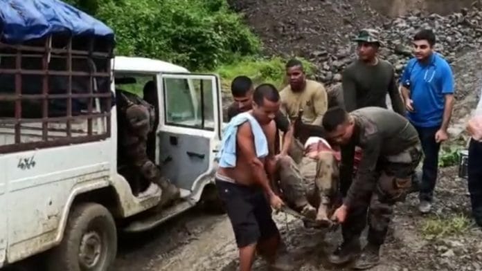 A landslide hit Tupul Yard Railway construction company in Imphal's Noney district late last night| By special arrangement