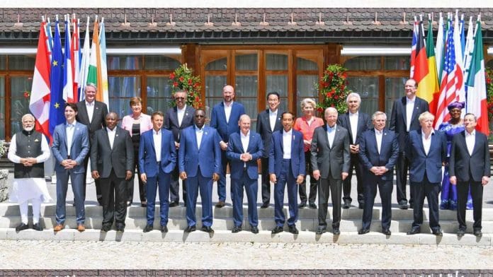 Prime Minister Narendra Modi (extreme left) with other world leaders at the G7 Summit in Schloss Elmau, Germany, 27 June | Credit: ANI Photo/ Narendra Modi Twitter