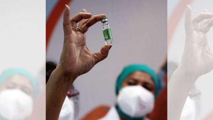 A vial of Covishield vaccine | Representational image | ANI