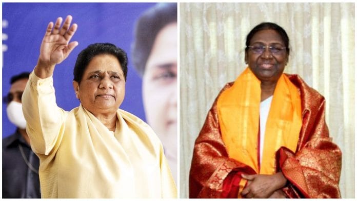 Bahujan Samaj Party chief Mayawati and NDA's Presidential election candidate Droupadi Murmu | ANI photo