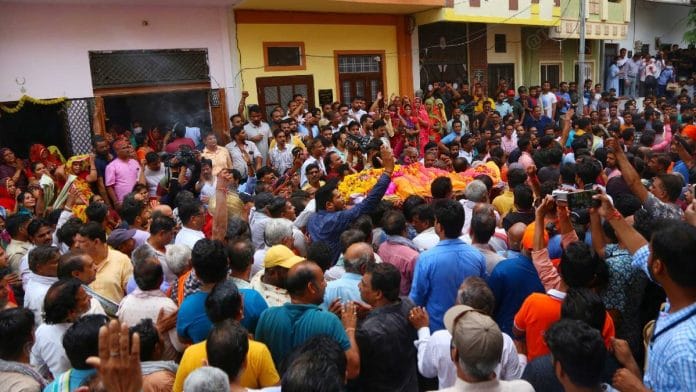 Kanhaiya Lal's body being taken for cremation | Photo: Manisha Mondal | ThePrint