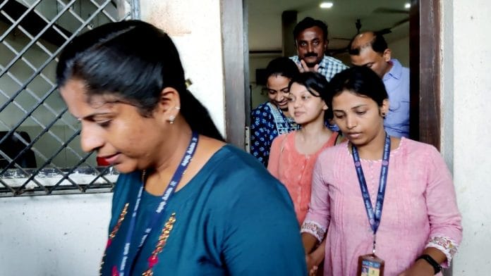 Goregaon police officials take Marathi actress Ketaki Chitale in custody after the Thane court granted her transit custody Saturday | ANI