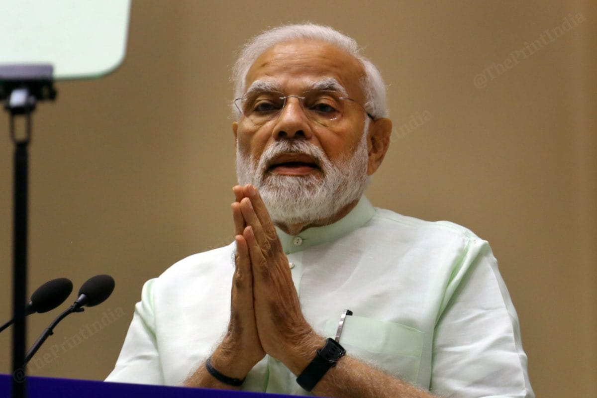 PM Modi at the ‘Iconic Week Celebrations’ of the Ministry of Finance and the Ministry of Corporate Affairs Monday | Photo: Praveen Jain | ThePrint
