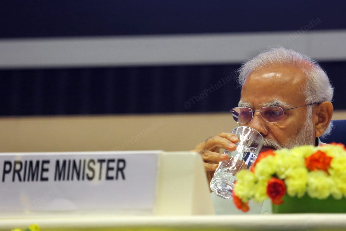 The event saw the PM inaugurating a digital exhibition tracing the journey of the finance and corporate affairs ministries over the past eight years, since the Narendra Modi government has been in power at the Centre | Photo: Praveen Jain | ThePrint