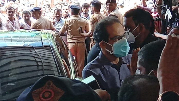 Maharashtra Chief Minister Uddhav Thackeray leaves Shiv Sena Bhawan after the party's national executive committee meeting, in Mumbai Saturday | ANI