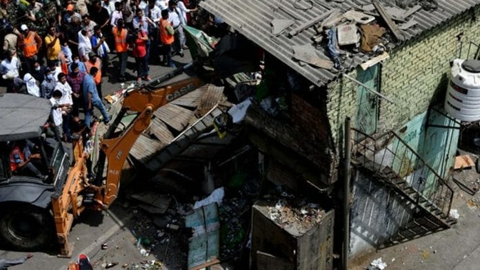 Representational image of the demolition drive in Delhi's Jahangirpuri that came days after the 16 April clashes | ANI