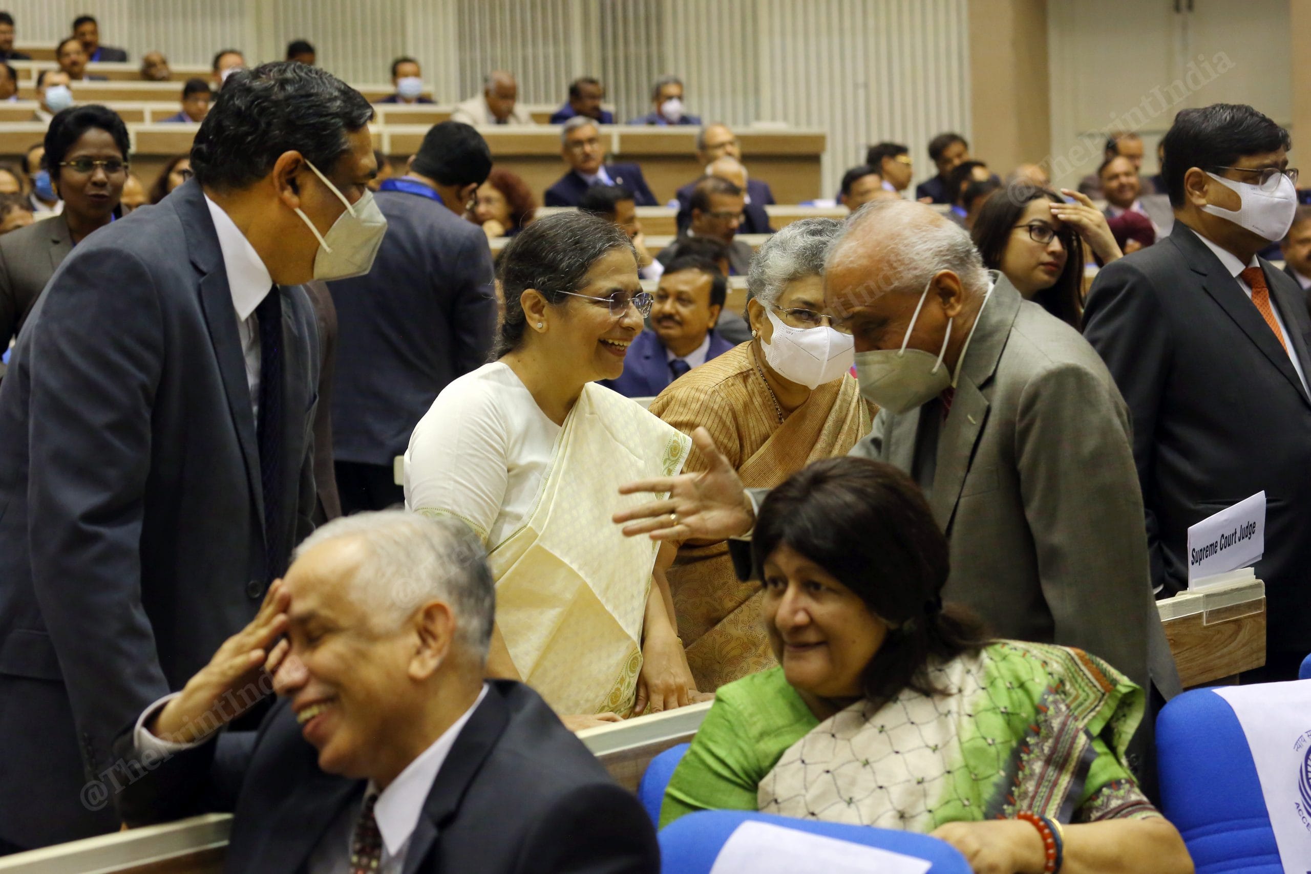 (Left to Right) Justice Sanjeev Khanna, Bela Trivedi, B. V. Nagarathna, S. Abdul Nazeer, and Indira Banerjee during the inaugural session of First All India District Legal Services Authorities Meet, at Vigyan Bhawan in New Delhi | Praveen Jain | ThePrint