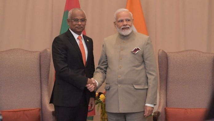 File image of PM Narendra Modi with Maldivian President Ibrahim Mohamed Solih | Photo credit: presidency.gov.mv