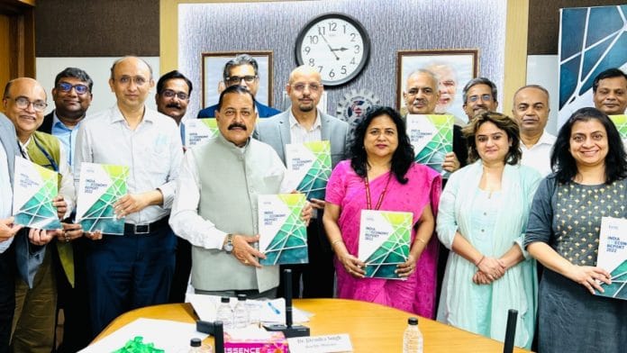 Union minister Jitendra Singh during the launch of 'India Bioeconomy Report 2022' | Twitter | @DrJitendraSingh