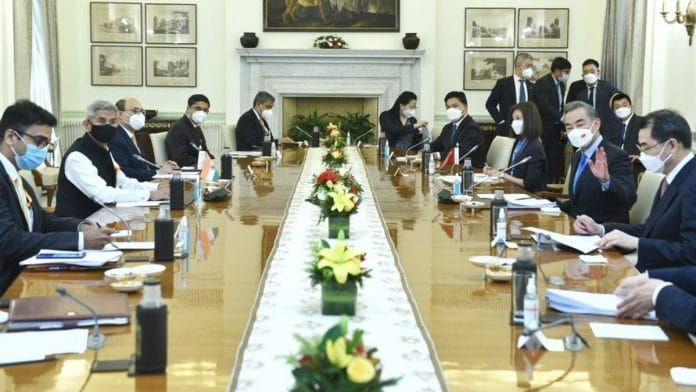 File photo of External Affairs Minister S. Jaishankar with his Chinese counterpart Wang Yi in New Delhi | Twitter | @DrSJaishankar