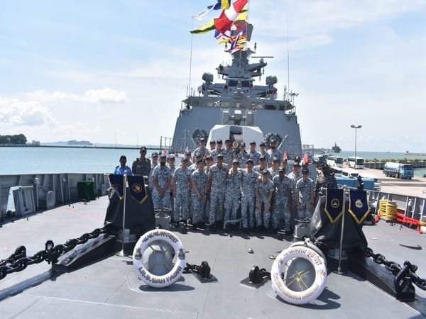 Indian Naval ships Sahyadri, Kadmatt visit Singapore for South East Asia deployment