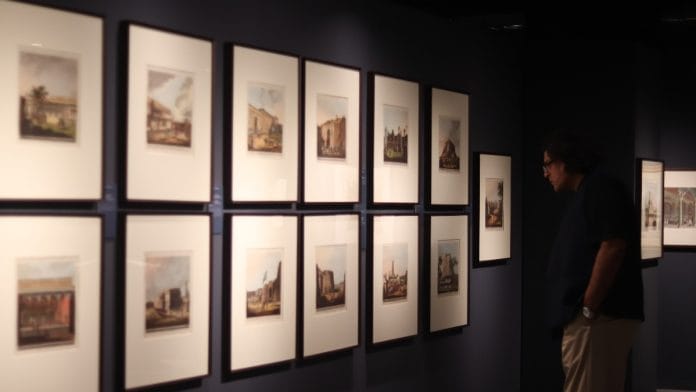 A visitor looks over the paintings | Shivani Benjamin, DAG, The Claridges, New Delhi