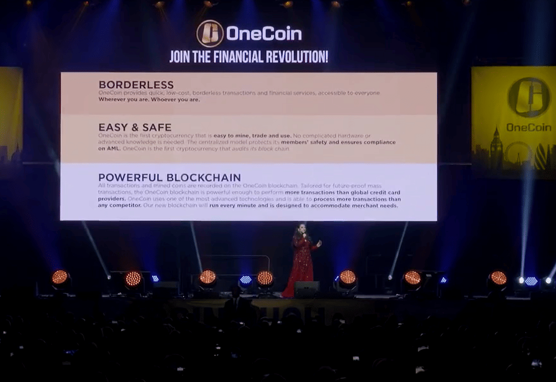 Ruja Ignatova during the event in 2016 | Youtub @OneCoin