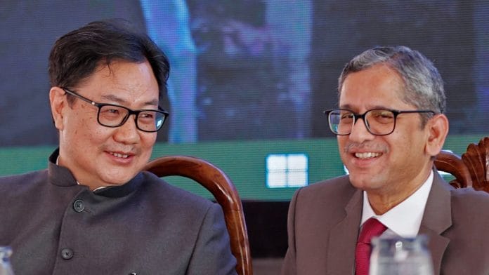 Law Minister Kiren Rijiju and CJI NV Ramana | ANI