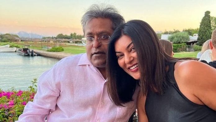IPL founder Lalit Modi with actress Sushmita Sen | Twitter/@LalitKModi