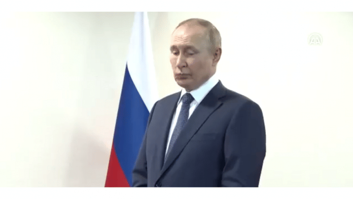 Photo of President Vladimir Putin at the summit | @joyce_karam Twitterin Tehran during his meeting with the Turkish President |