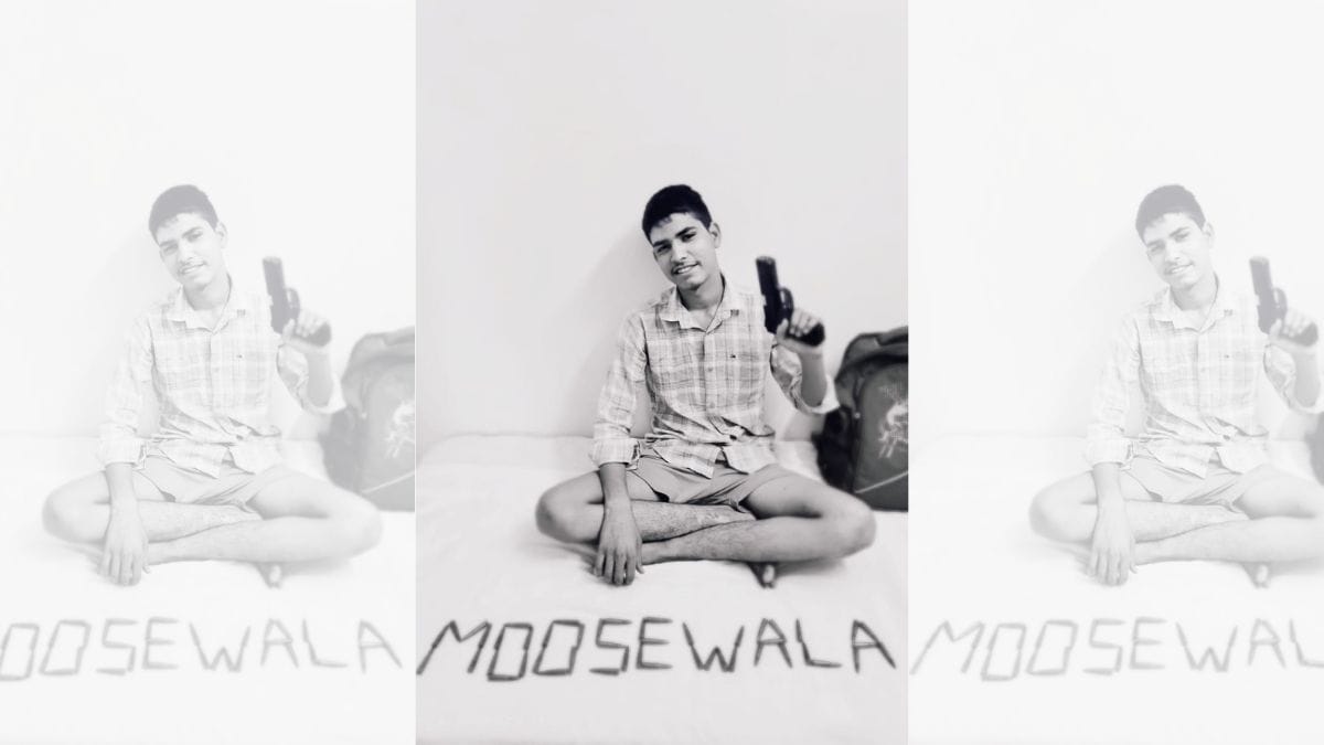 Ankit Sirsa posing with Moose Wala's name written in bullets | By special arrangement