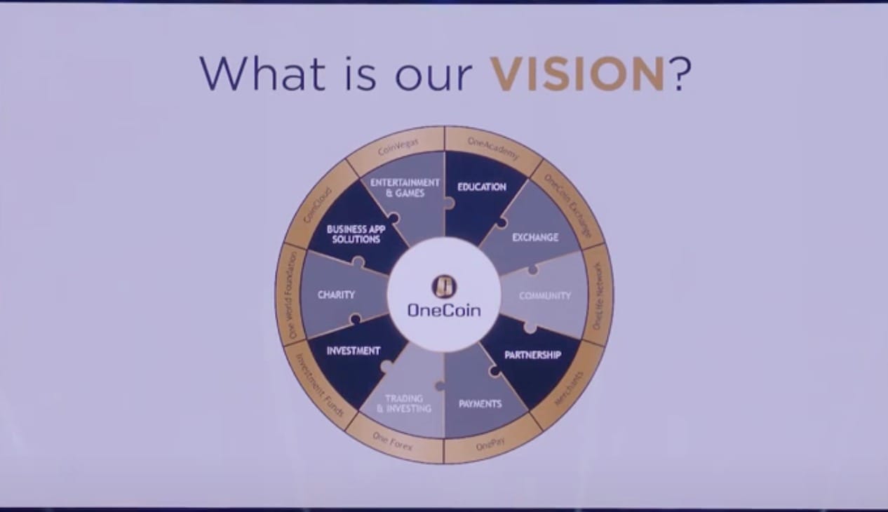 OneCoin's vision as marketed during the event in 2016 | Youtube @OneCoin